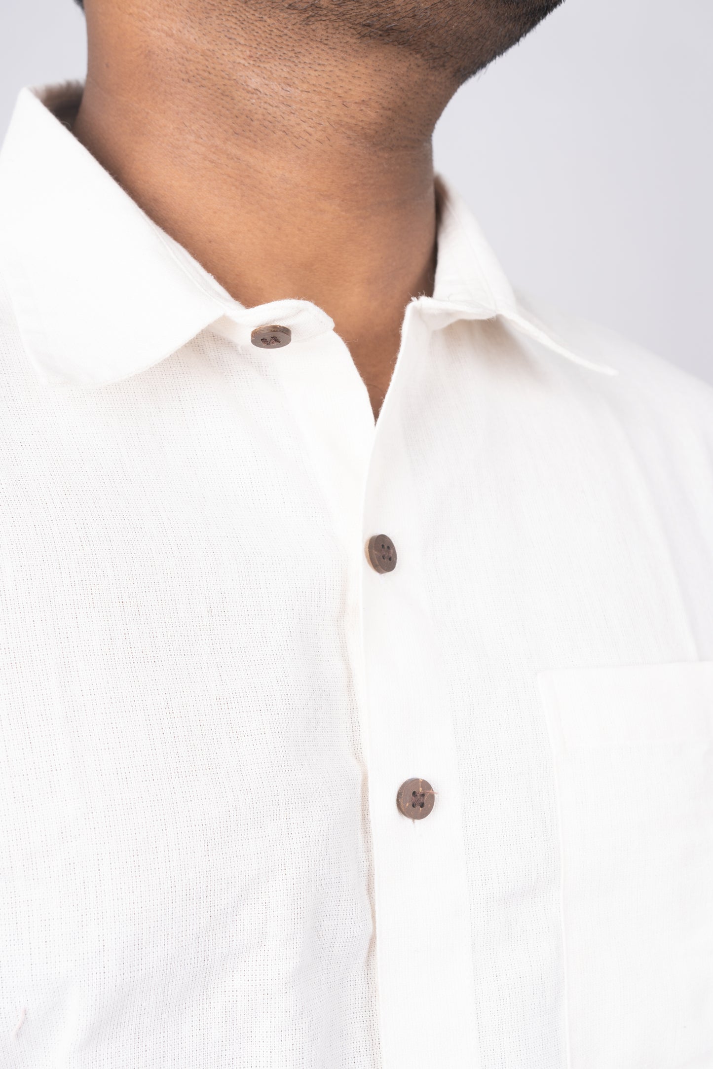 Pearl Mist Men's Khadi Shirt | Sophisticated Comfort