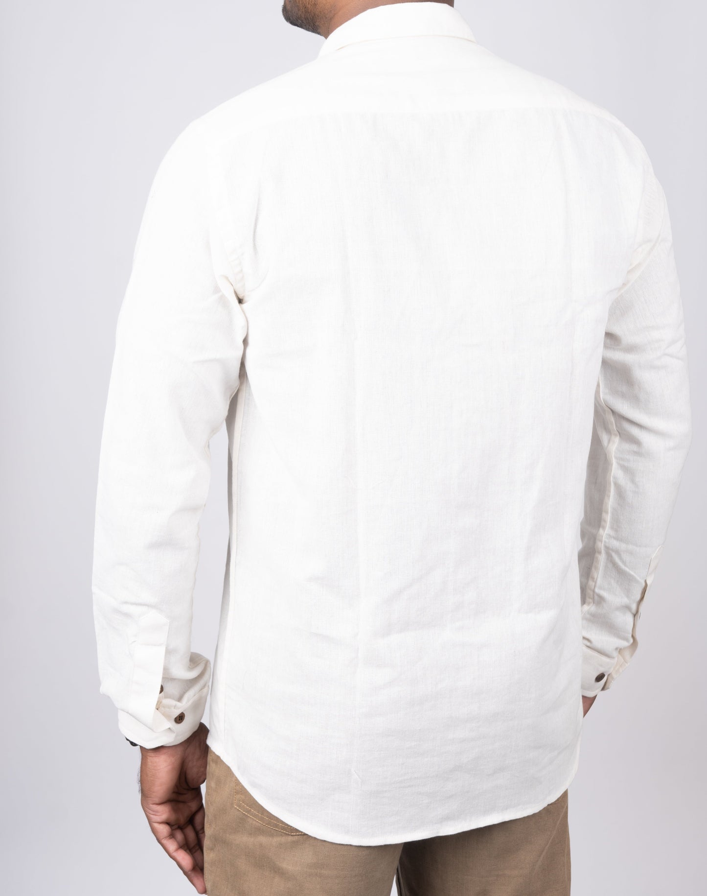 Pearl Mist Men's Khadi Shirt | Sophisticated Comfort